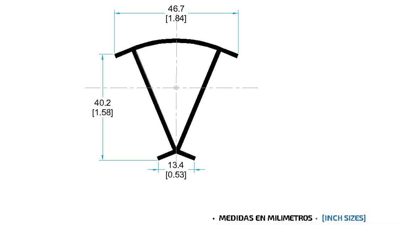 Serie 1400, perfil 1428 Esquinero 45°