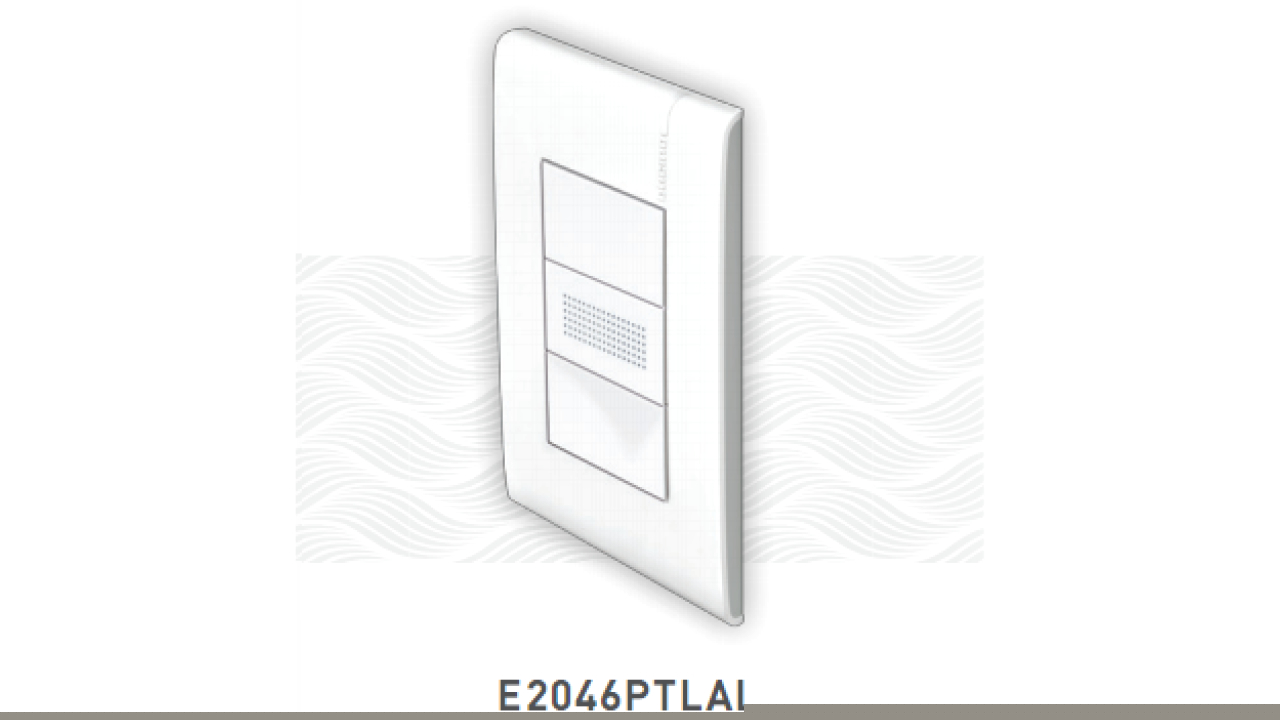 Placa blanca con pulsador de zumbador de timbre Bticino Modus PRO E2046PTLAL lateral luna