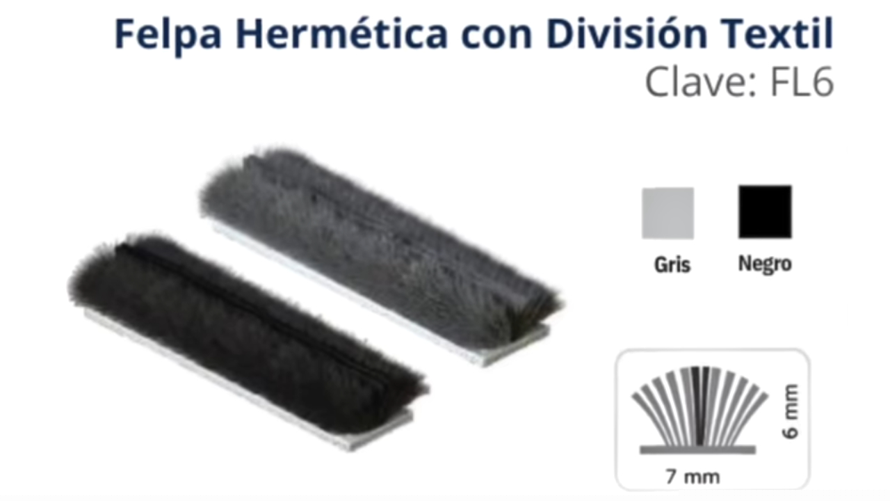 Felpa hermética con división textil 7x6mm clave FL6