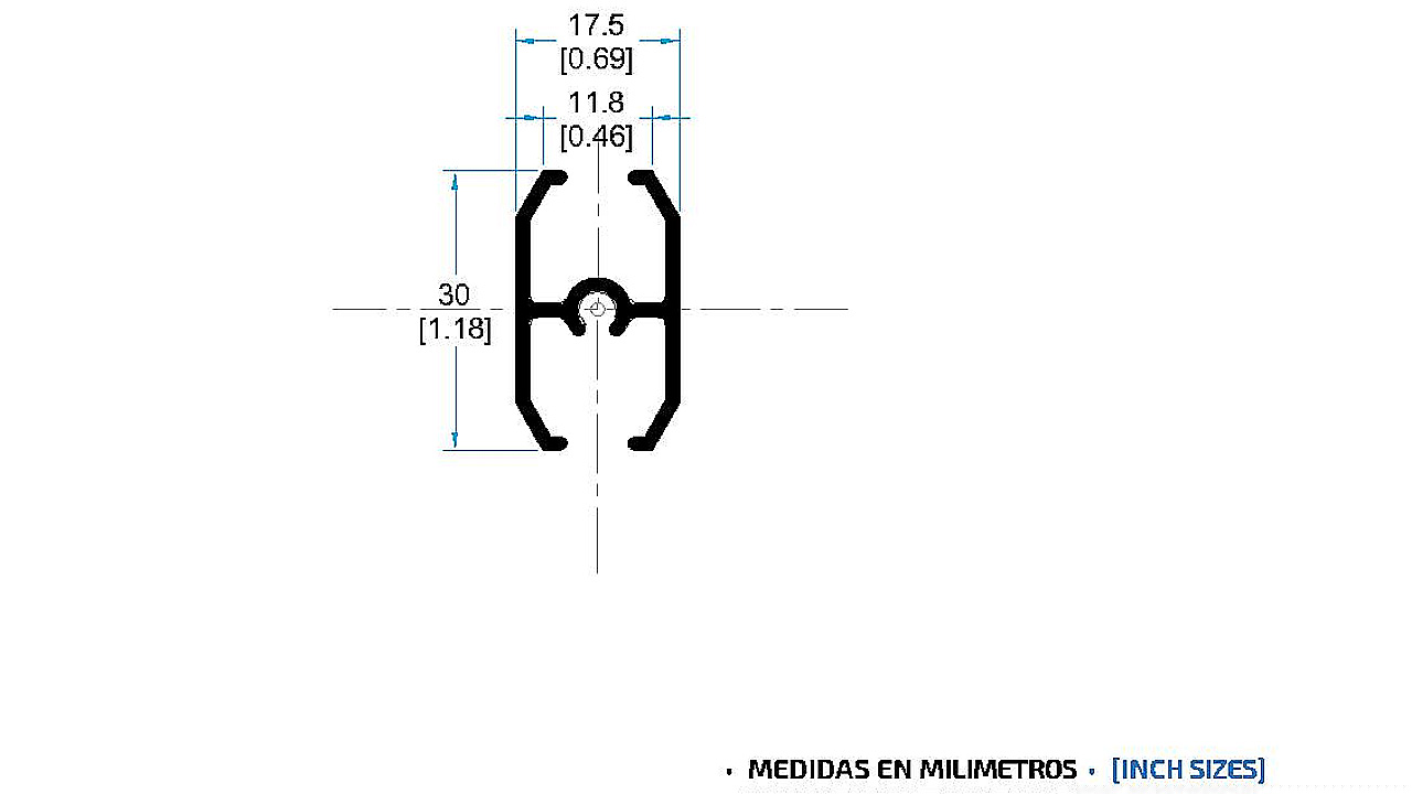 Serie 1400, perfil 2416 Cuadrícula