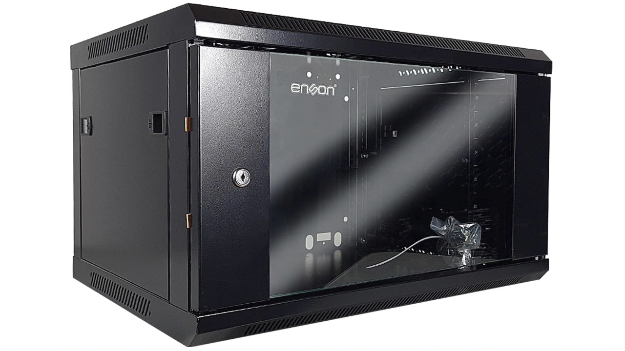 Gabinete para pared Enson ENS-RKGB6U, Puerta Frontal de Cristal Templado + Cerradura de Seguridad