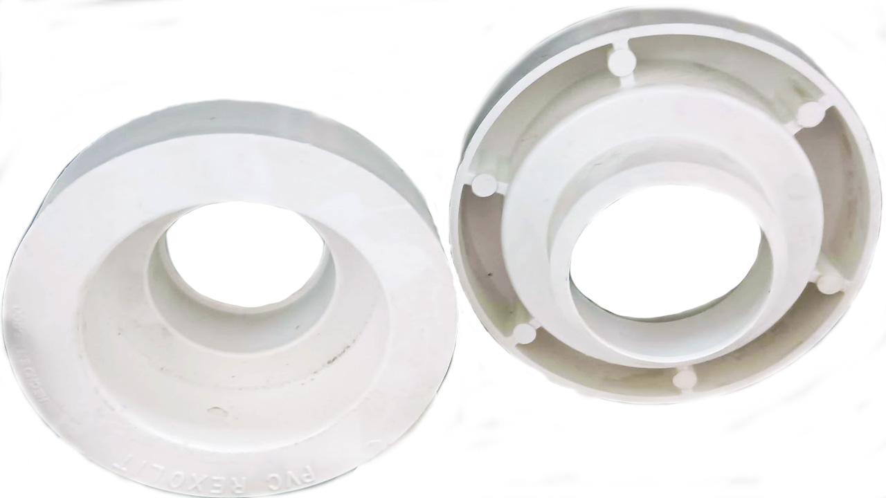 Reducción PVC sanitaria múltiple concéntrica plana 50x75x100 mm