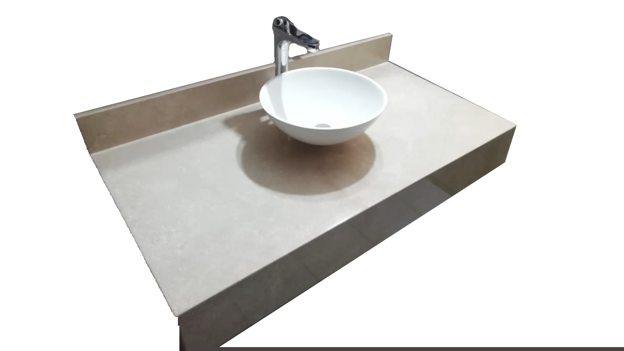 Cubierta de mármol travertino fiorito 75x60 cm para lavabo de sobreponer