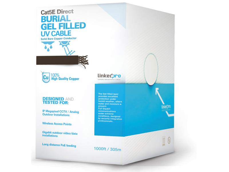 Cable Cat5E PRO-CAT-5 UTP gel p/intemperie, Bobina de 305m