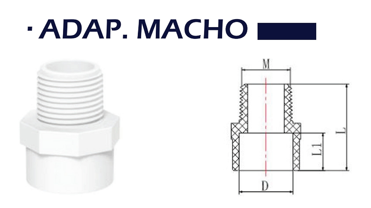 PVC hidráulico Ced. 40 Adaptador macho 4