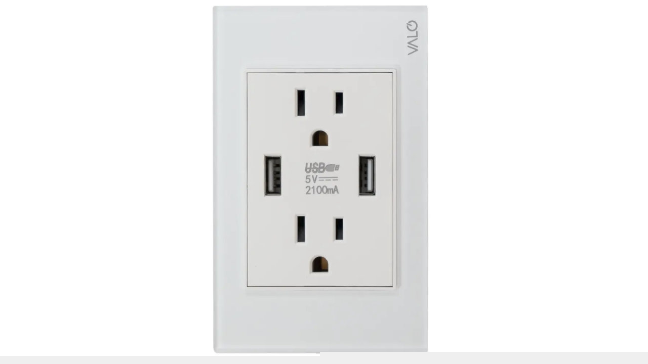 Contacto dúplex c/USB tipo B Valo C18-037 cristal templado