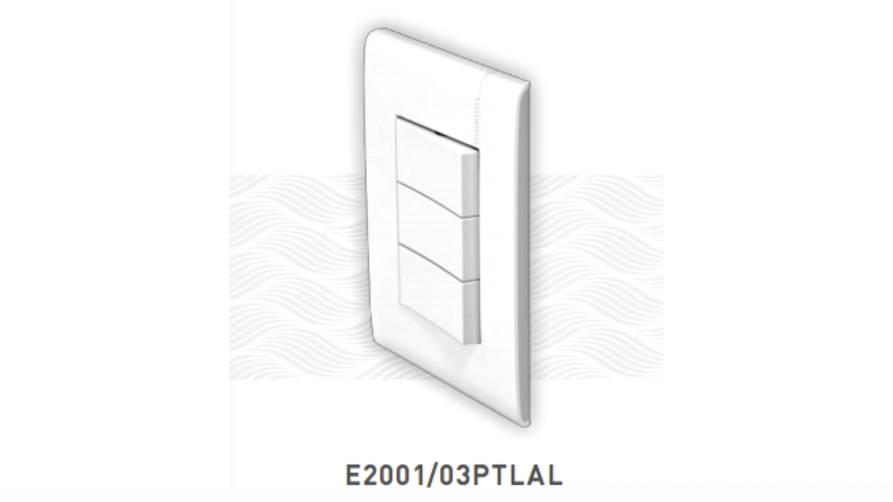 Placa blanca 1 apagador de escalera + 2 apagadores sencillos Btcino Modus PRO E2001/03PTLAL tapa lateral