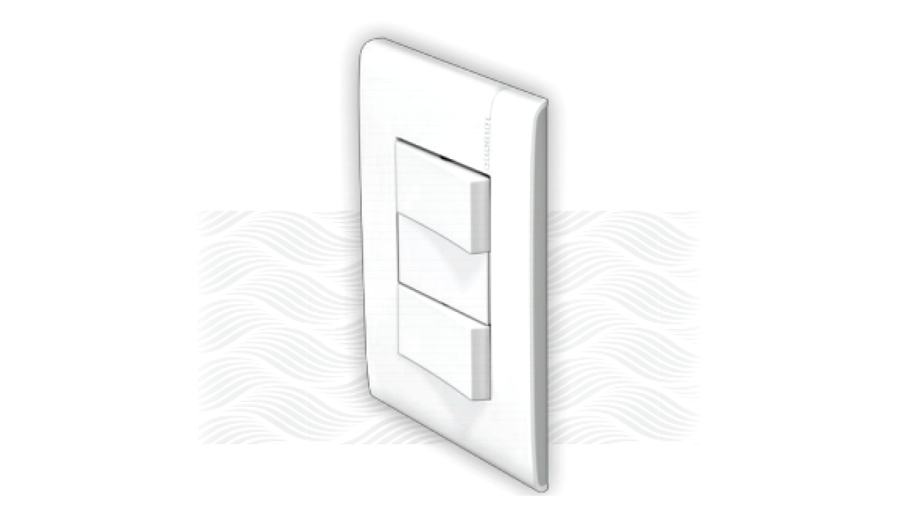 Placa blanca con 2 apagadores sencillos Btcino Modus PRO E2001/2PTLAL con lateral Luna 