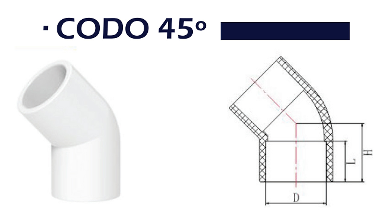 PVC hidráulico Ced. 40 Codo 45x3